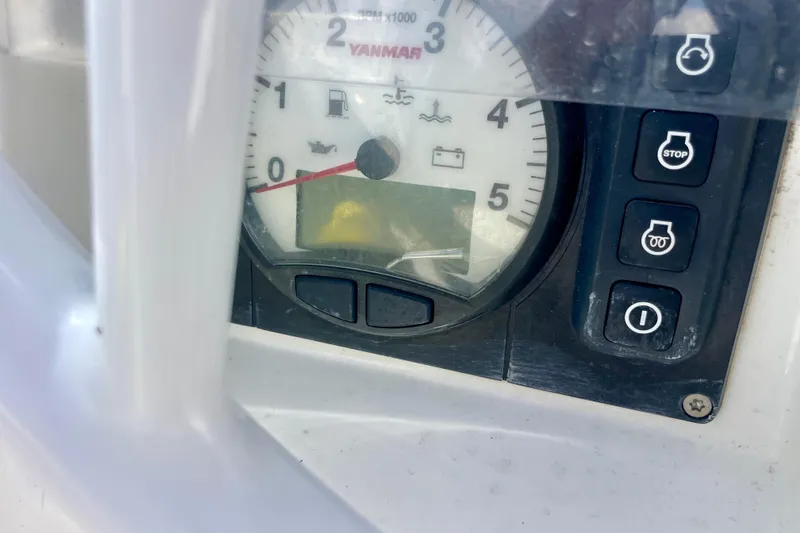 Slide: The Image of Close-up of Yanmar engine control panel on 2018 Beneteau Oceanis 48 sailboat. - 14