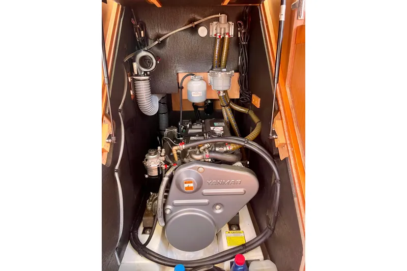 Slide: The Image of Engine compartment of 2018 Beneteau Oceanis 48 sailboat with Yanmar engine. - 42