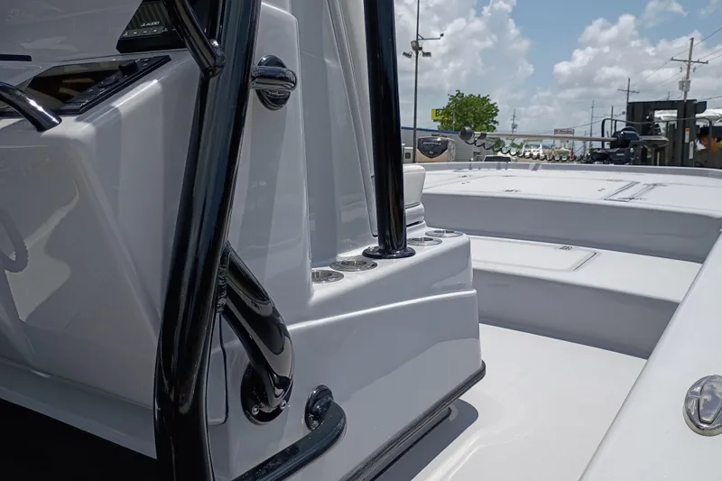 Slide: The Image of 2025 Yellowfin 24 CE boat deck with sleek design and modern features. - 15