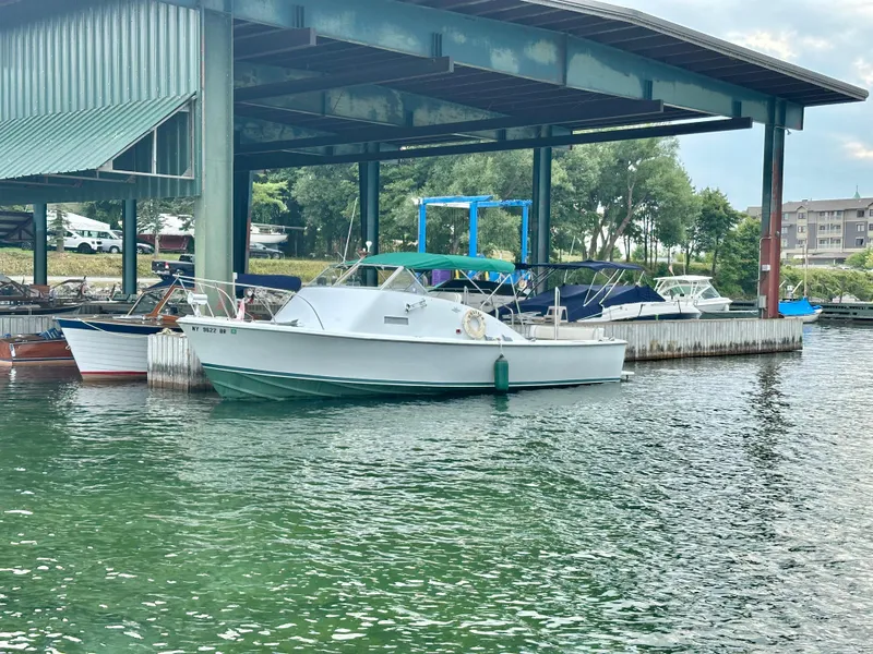 The Image of 1966 Bertram 31 Bahia Mar docked under a covered marina. - 0