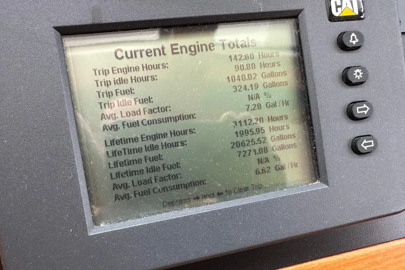 Slide: The Image of Display screen showing engine statistics for 2006 Grand Banks 72 Yachtfisher. - 50