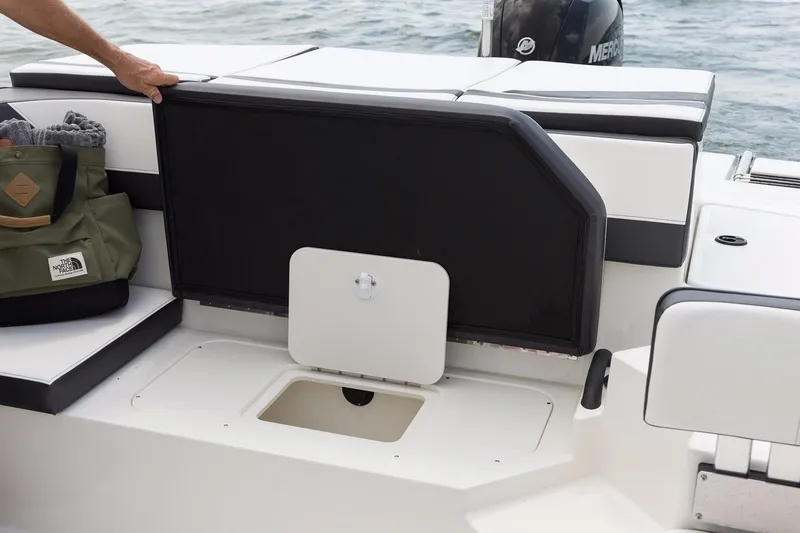 Slide: The Image of Manufacturer Provided Image: 2016 Sea Ray SPX 190 OB boat seating and storage compartment. - 12