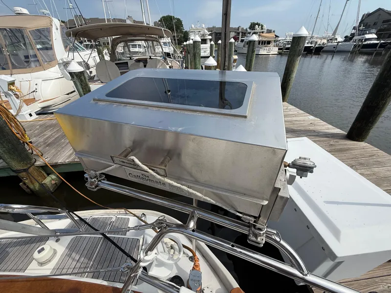 Slide: The Image of Stainless steel grill on Bavaria 42 Ocean yacht, docked at marina, 1999 model. - 16