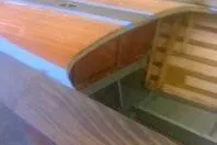 Slide: The Image of 1931 Hacker-Craft 26 Dolphin wooden boat interior with classic design details. - 196