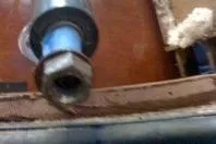 Slide: The Image of Close-up of a 1931 Hacker-Craft 26 Dolphin boat component, showcasing vintage craftsmanship. - 236