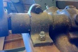 Slide: The Image of Close-up of a 1931 Hacker-Craft 26 Dolphin engine component, showcasing vintage machinery. - 73