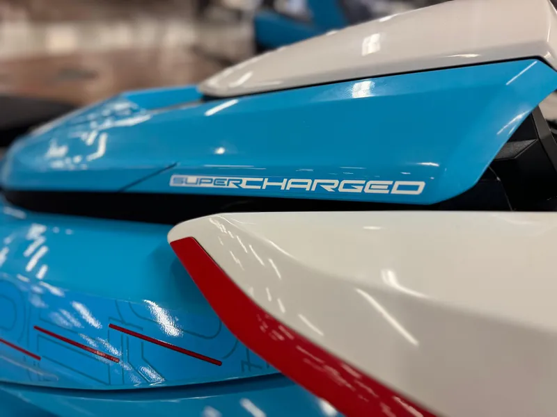 Slide: The Image of 2022 Yamaha WaveRunner FX SVHO, blue and white, supercharged detail. - 16