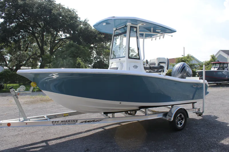 The Image of 2026 Tidewater 198 CC Adventure boat on trailer, parked outdoors. - 6
