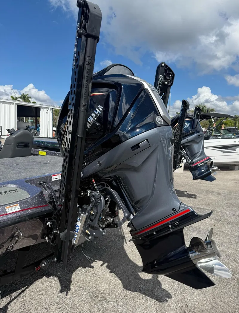 Slide: The Image of 2025 Falcon Boats 21 Predator engine and battery compartment, showcasing advanced marine technology. - 13