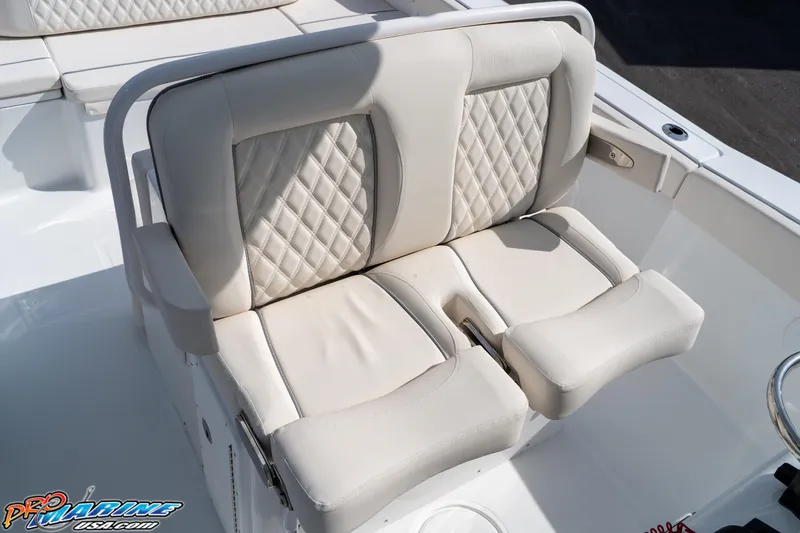 Slide: The Image of Luxurious seating on 2026 Sea Hunt Ultra 275 SE boat, featuring diamond-stitched upholstery. - 20