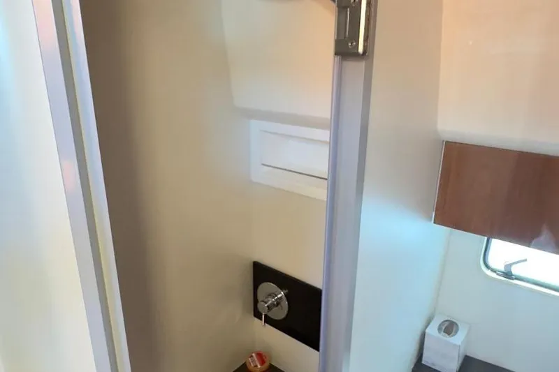 Slide: The Image of Interior of 2013 Fairline Squadron 42 yacht bathroom with modern fixtures. - 29