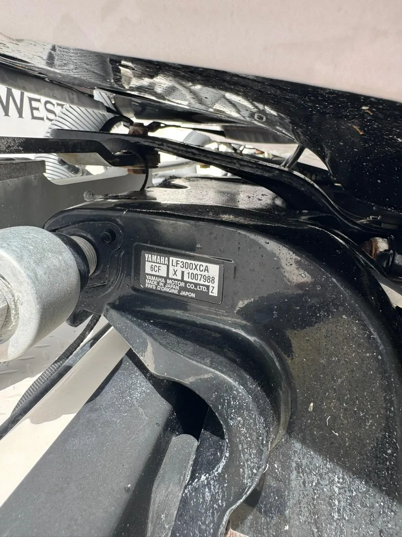 Slide: The Image of Close-up of Yamaha LF300XCA engine on 2016 Everglades 355 Tournament boat. - 29