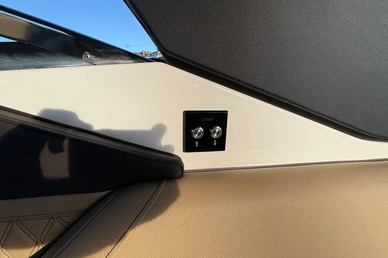 Slide: The Image of Interior detail of 2026 Sea Ray SLX 280 Outboard boat with control switches. - 11