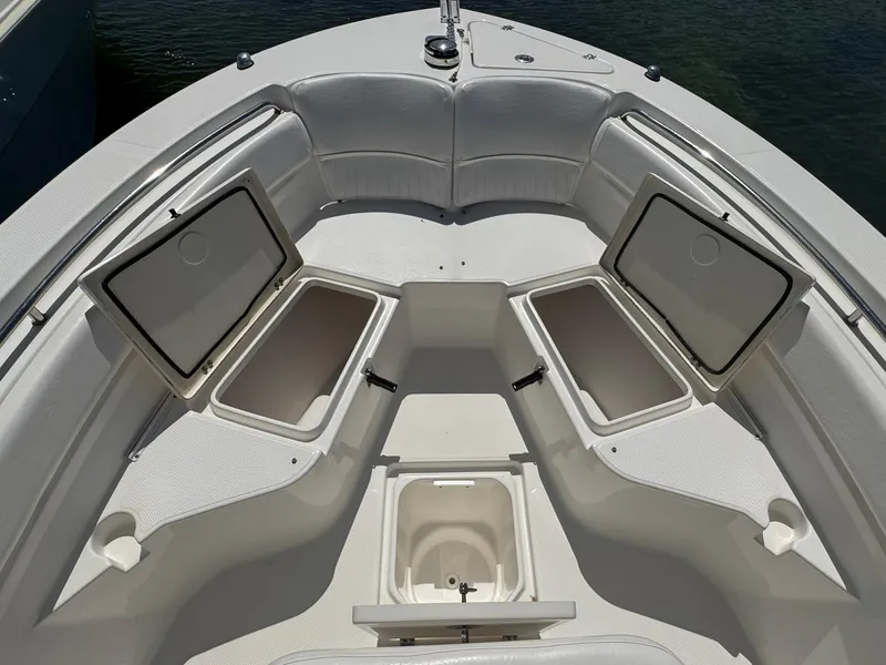 Slide: The Image of 2011 Sea Fox 226 Commander boat interior with open storage compartments. - 11