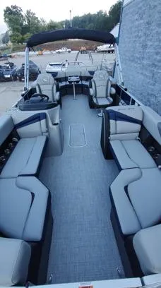 Slide: The Image of 2026 South Bay S224RS pontoon boat with spacious seating and modern design. - 3