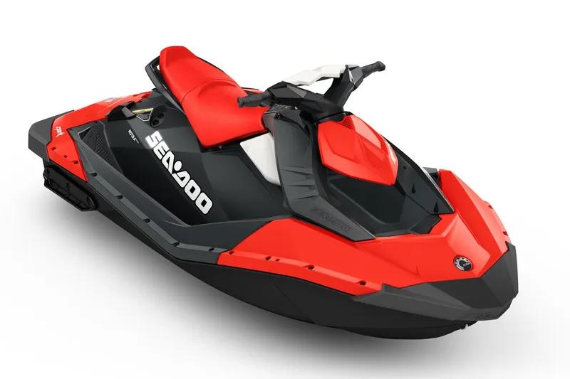 Slide: The Image of Manufacturer Provided Image: 2016 Sea-Doo Spark 2up jet ski, red and black, side view. - 14