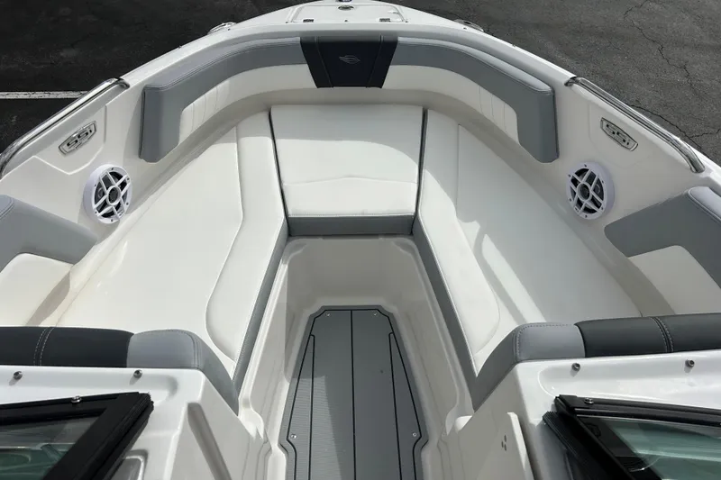 Slide: The Image of 2026 Chaparral 21 SSi OB boat interior with sleek seating and modern design. - 12