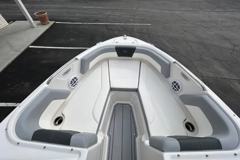 Slide: The Image of 2026 Chaparral 21 SSi OB boat interior with sleek seating and modern design. - 6
