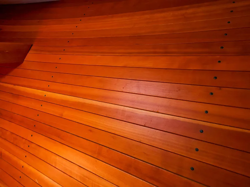 Slide: The Image of Polished wooden interior of a 2004 True North 38 boat, showcasing craftsmanship. - 35