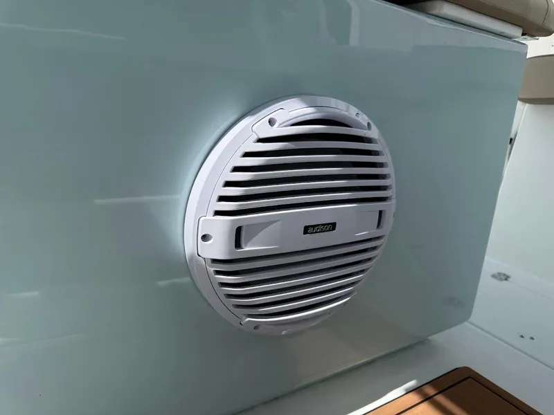 Slide: The Image of Audison speaker on 2026 Sea Pro 292 Offshore boat, close-up view. - 18