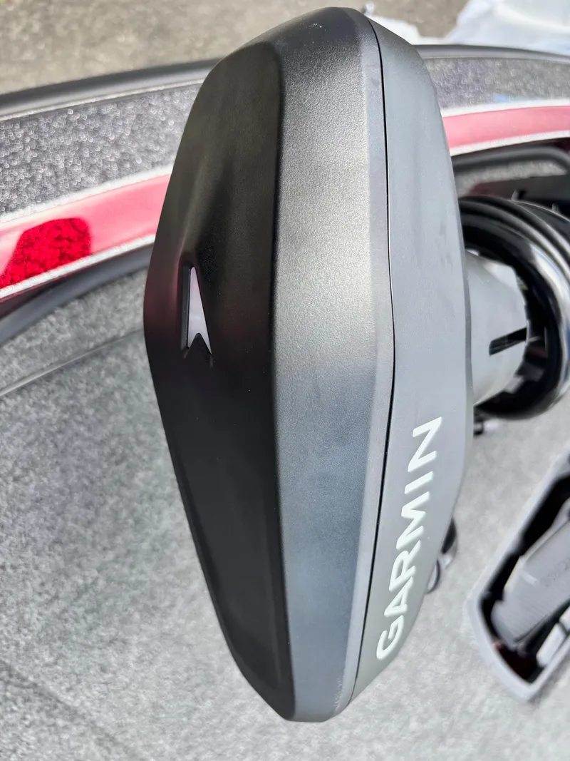 Slide: The Image of Garmin device on 2025 Ranger Z519R boat, close-up view. - 2