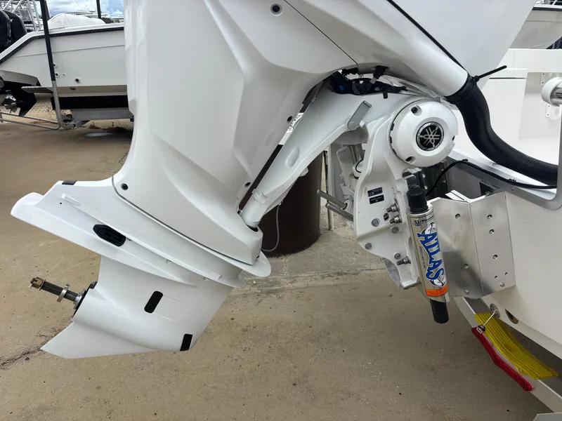 Slide: The Image of Bay Rider 239 Bay 2026 boat motor and hydraulic system detail. - 13