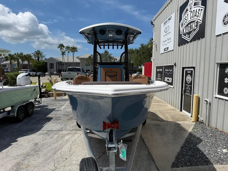 Slide: The Image of 2026 Sea Pro 225 Sandbar boat at West Coast Marine dealership. - 3