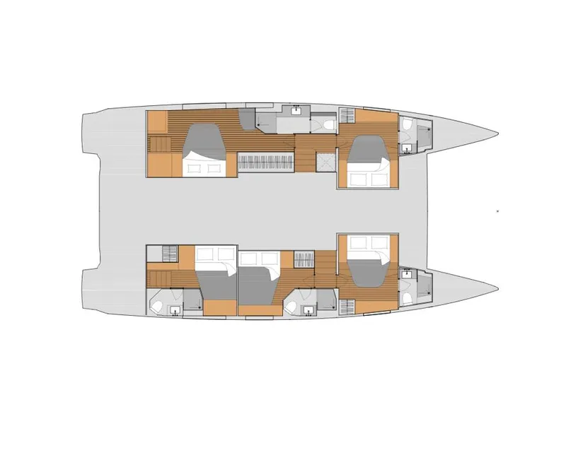 Slide: The Image of 2026 Fountaine Pajot Aura 51 catamaran layout with spacious cabins and modern design. - 18