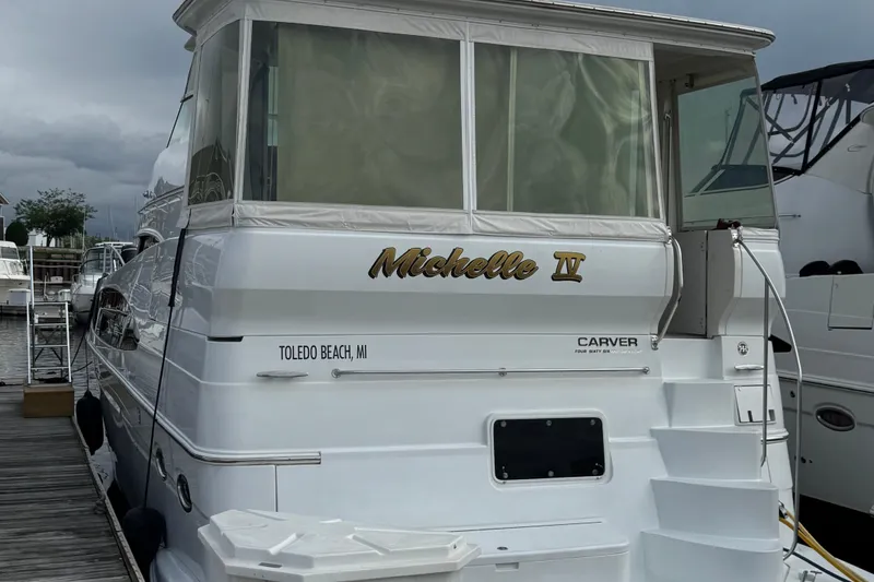 Slide: The Image of 2003 Carver 466 Motor Yacht docked at Toledo Beach, Michigan. - 92