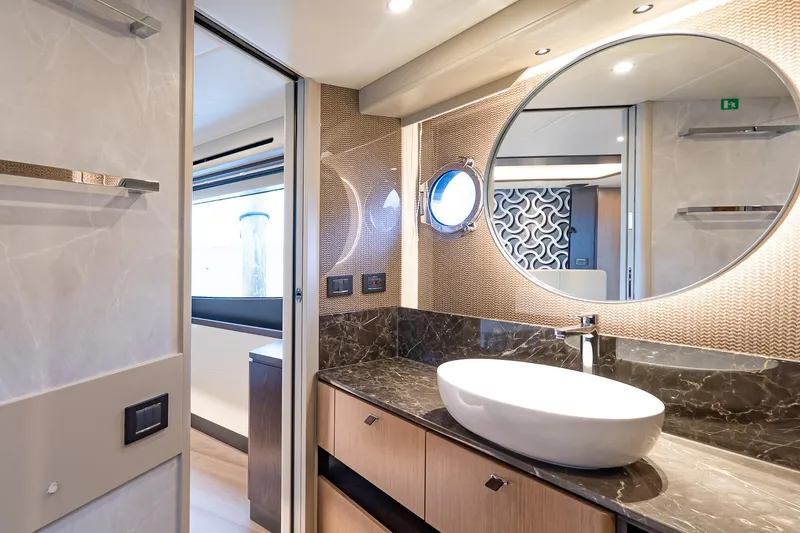Slide: The Image of Luxurious bathroom interior of 2026 Absolute 60 Fly yacht with modern design elements. - 45