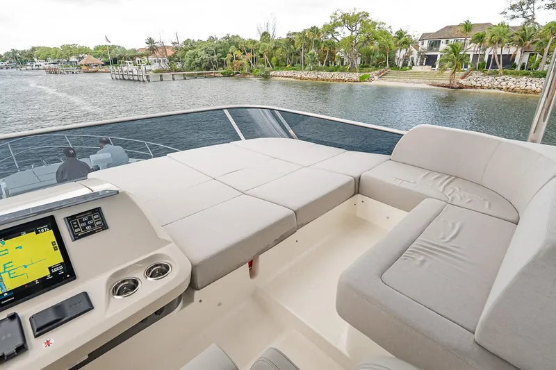 Slide: The Image of Luxurious 2026 Absolute 60 Fly yacht with spacious deck and modern navigation system. - 66