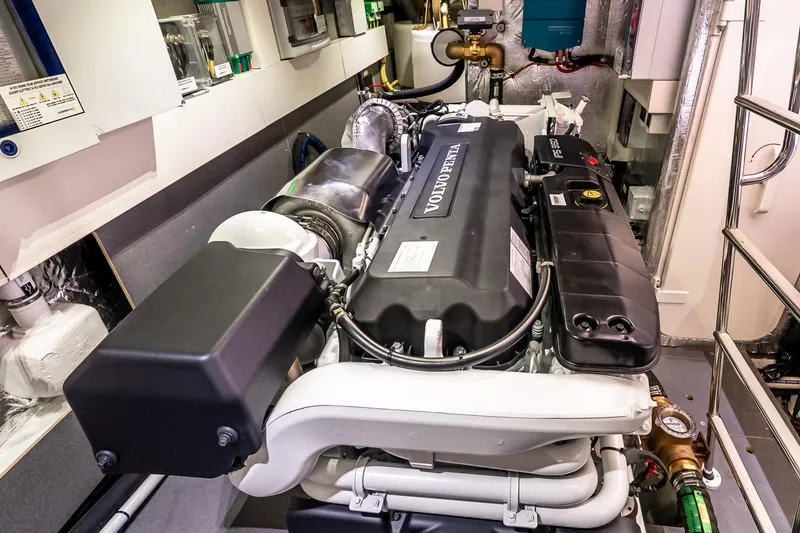 Slide: The Image of Engine room of 2026 Absolute 60 Fly yacht featuring Volvo Penta engine. - 70