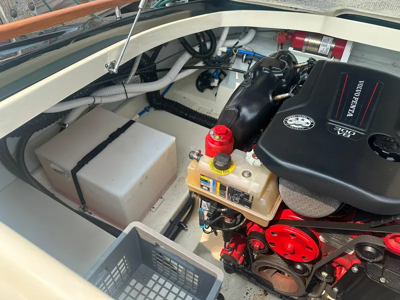 Slide: The Image of Engine compartment of a 2018 Chris-Craft Capri 21 with Volvo Penta 300 V8 engine. - 19