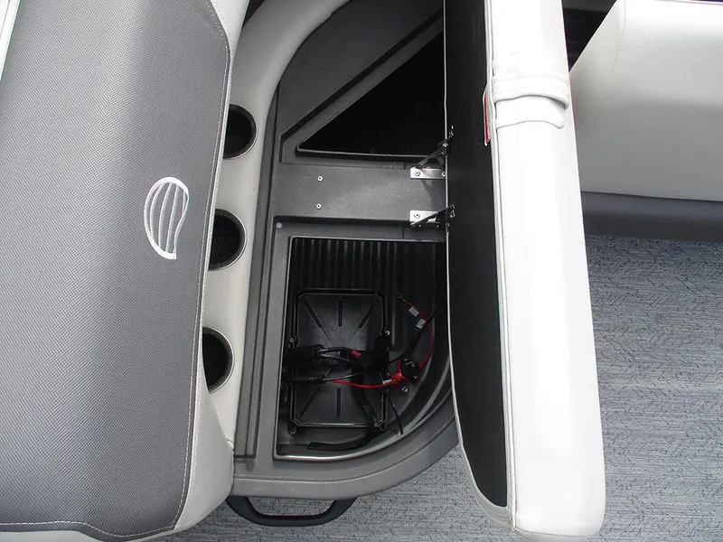 Slide: The Image of Storage compartment in 2026 Sun Tracker Bass Buggy 16 XL Select pontoon boat. - 14
