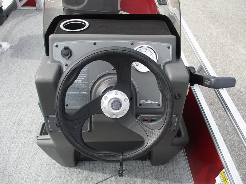 Slide: The Image of Steering console of 2026 Sun Tracker Bass Buggy 16 XL Select pontoon boat. - 17