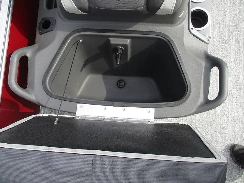 Slide: The Image of 2026 Sun Tracker Bass Buggy 16 XL Select storage compartment with cup holders and seating. - 20