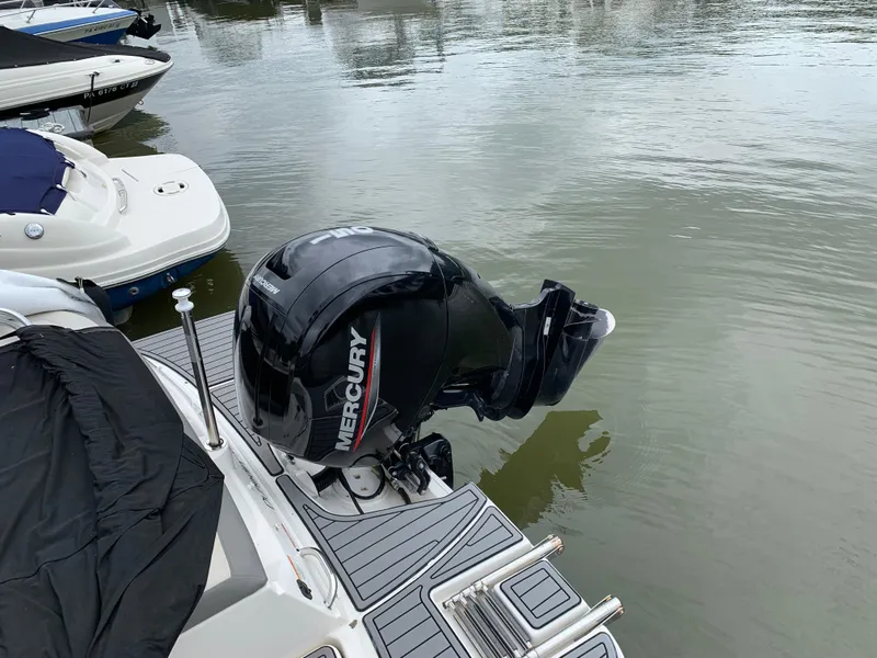 Slide: The Image of 2020 Sea Ray SPX 190 Outboard with Mercury engine docked on calm water. - 6