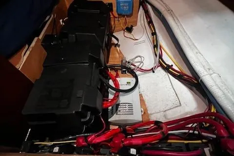 Slide: The Image of Electrical system of a 2006 Beneteau 343 Sloop with batteries and wiring. - 33