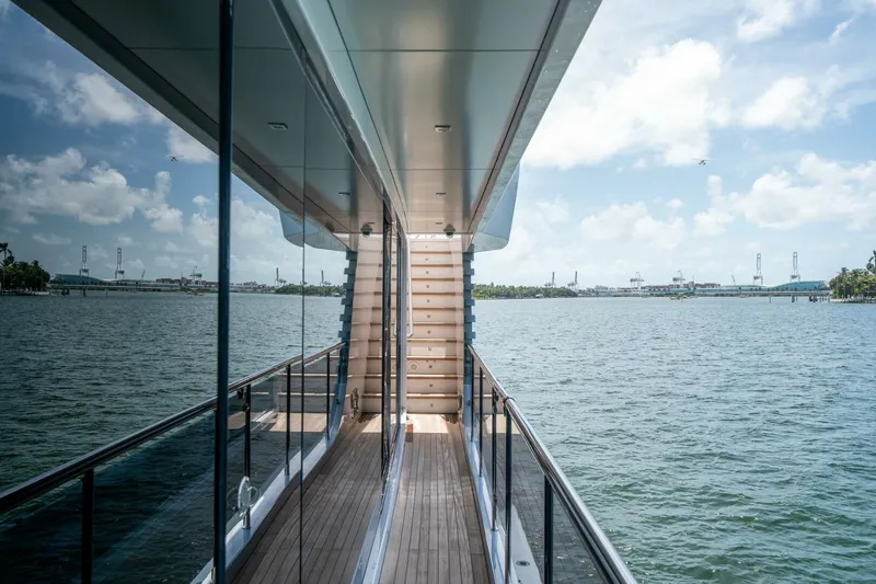 Slide: The Image of Luxurious Hargrave C92 yacht deck with ocean view, 2020 model, reflecting modern elegance. - 45