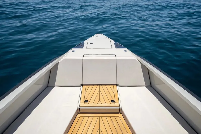 Slide: The Image of Bow view of 2025 Maori 54ft XL yacht on calm blue sea. - 17