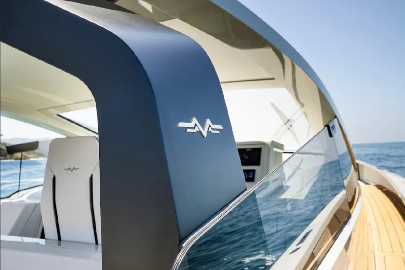 Slide: The Image of 2025 Maori 54ft XL yacht with sleek design and modern interior on open water. - 19