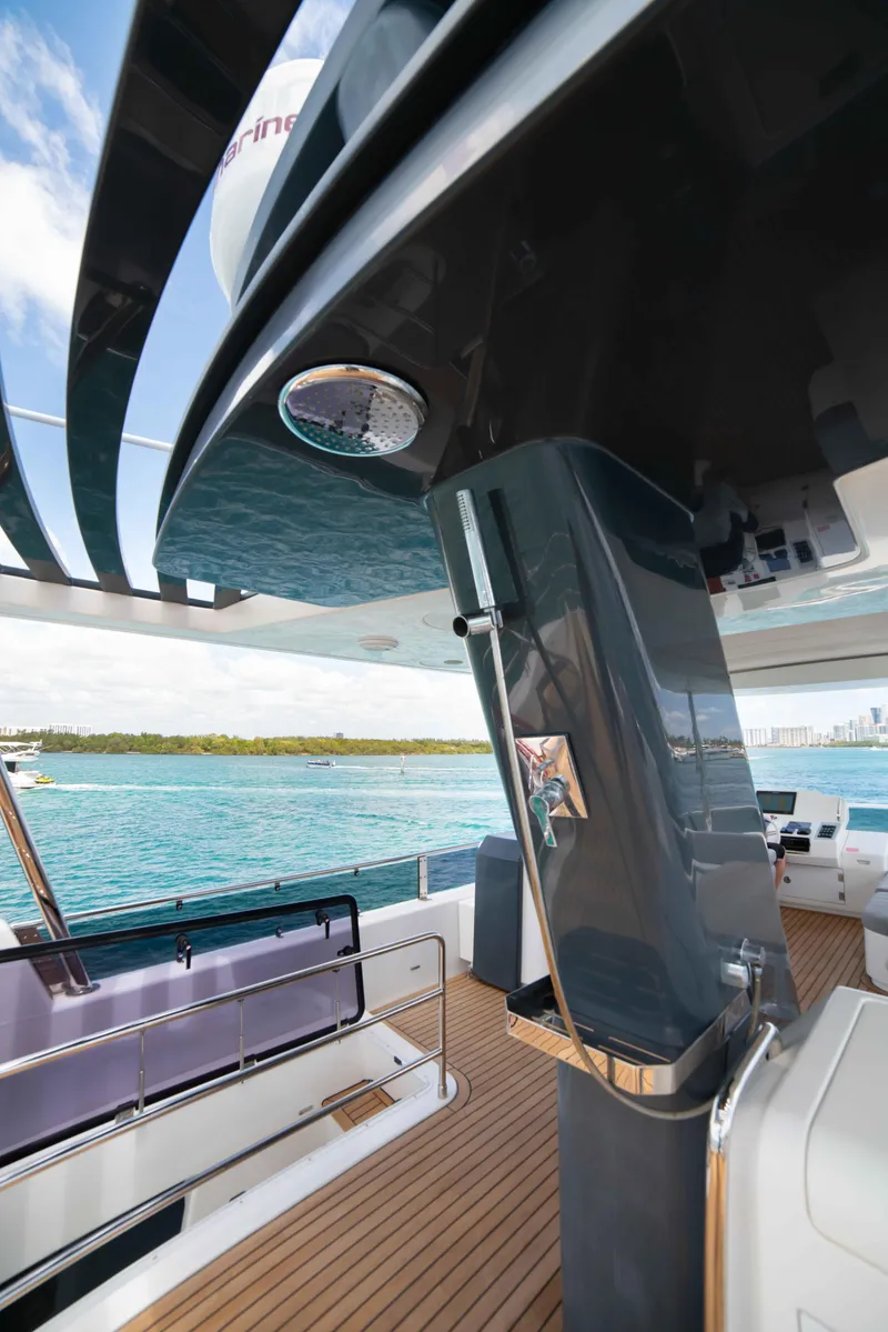Slide: The Image of 2018 Sirena 64 yacht deck with ocean view and modern design. - 20