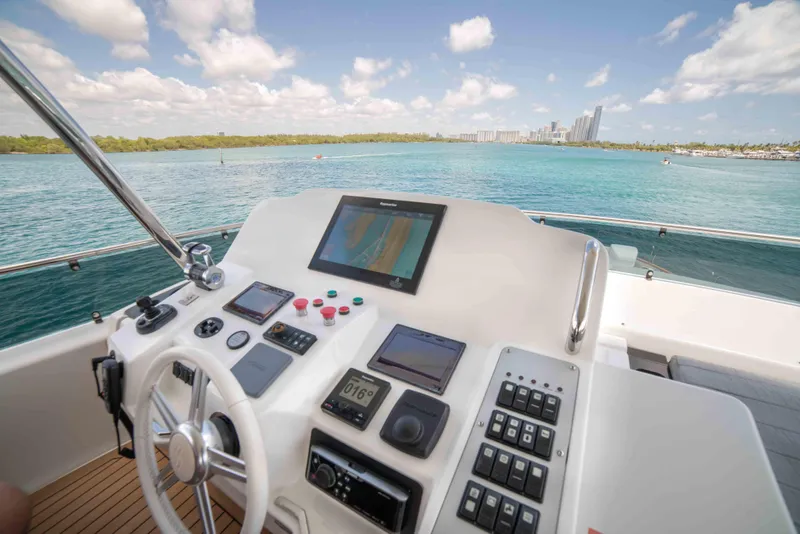 Slide: The Image of Control panel of a 2018 Sirena 64 yacht with ocean view. - 22