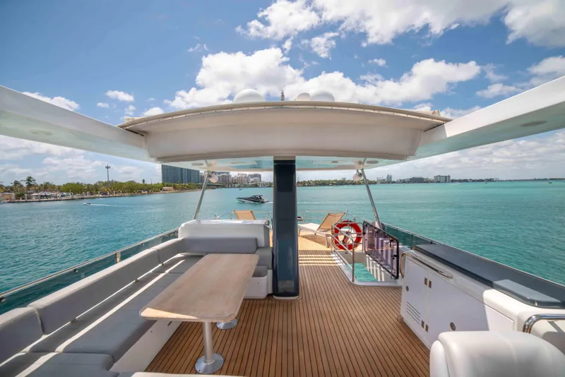 Slide: The Image of 2018 Sirena 64 yacht deck with ocean view and seating area - 30