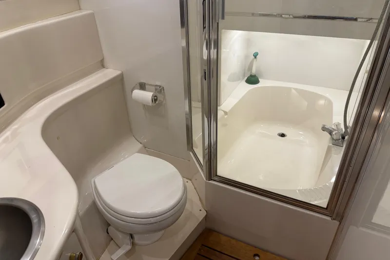 Slide: The Image of Bathroom of 2000 Bayliner 3988 Command Bridge Motoryacht with toilet and shower. - 37