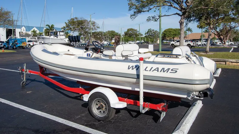 Slide: The Image of 2018 Williams Jet Tenders 505 Dieseljet on trailer in parking lot. - 1