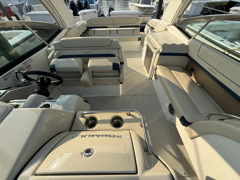Slide: The Image of 2024 Formula 350 Crossover Bowrider interior with luxurious seating and modern design. - 27