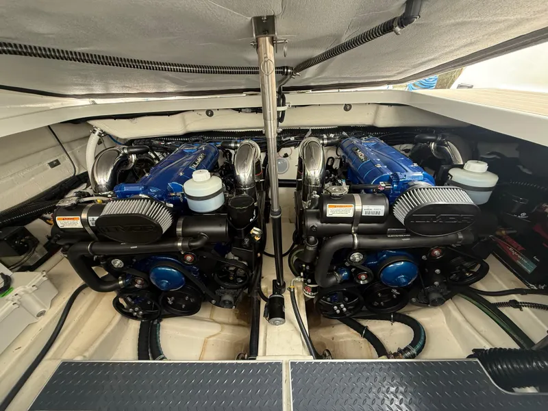 Slide: The Image of 2024 Formula 350 Crossover Bowrider engine compartment with dual high-performance engines. - 44