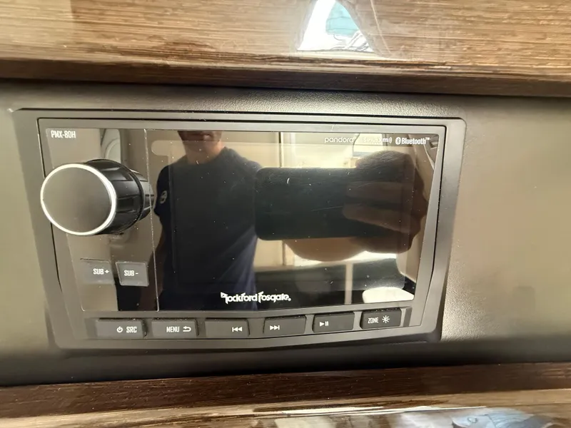 Slide: The Image of Rockford Fosgate audio system in 2024 Formula 350 Crossover Bowrider, featuring Bluetooth connectivity. - 57