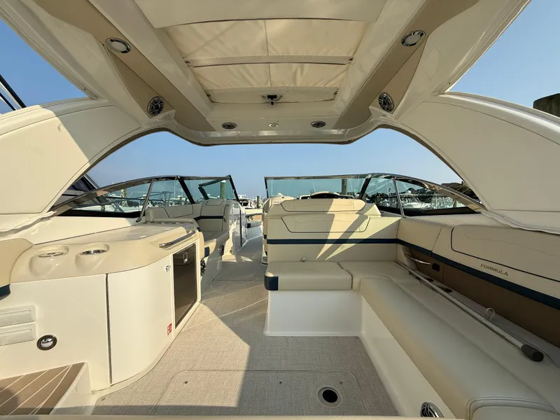 Slide: The Image of 2024 Formula 350 Crossover Bowrider interior, featuring luxurious seating and modern amenities. - 6